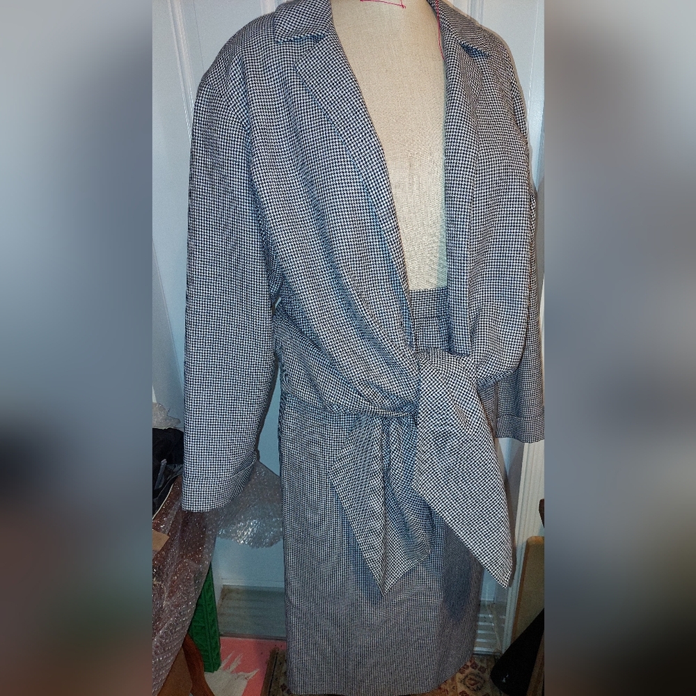 Stylish Blue and White Checkered Blazer Hand made